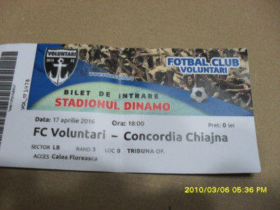 Bilet FC Voluntari - Concordia Chiajna foto