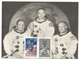 No(2)ilustrata maxima-ASELENIZAREA Echipajul de pe Apollo 11-prima zi, Romania de la 1950, Spatiu