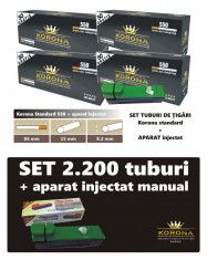 2.200 tuburi de tigari pentru tutun, KORONA 4 x 550 + injector manual foto