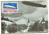 No(2)ilustrata maxima-DIRIJABILE-Zeppelinul LZ 127 survoland Sibiul-prima zi, Romania de la 1950, Spatiu