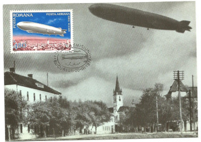 No(2)ilustrata maxima-DIRIJABILE-Zeppelinul LZ 127 survoland Sibiul-prima zi foto