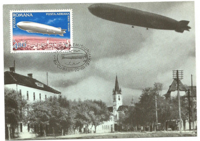 No(2)ilustrata maxima-DIRIJABILE-Zeppelinul LZ 127 survoland Sibiul-prima zi