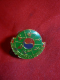 Insigna cu buton Coreea de Sud - Sport , L= 2,3 cm