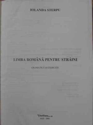 Limba Romana Pentru Studenti Straini Gramatica Si Exercitii