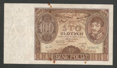 POLONIA 100 ZLOTI ZLOTYCH 1932 [2] P-74a , VF+ foto