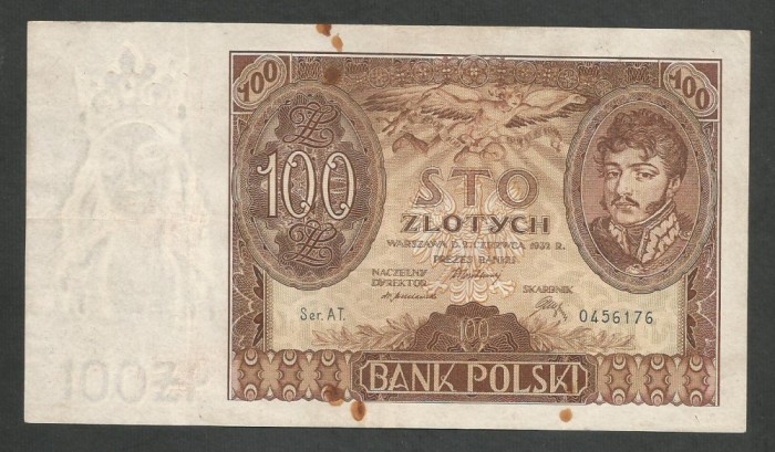 POLONIA 100 ZLOTI ZLOTYCH 1932 [2] P-74a , VF+