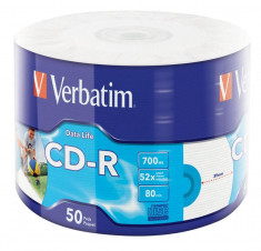 Verbatim CD-R 52X INKJET PRINT 700MB 50 PACK WRAP EXTRA PROTECTION foto