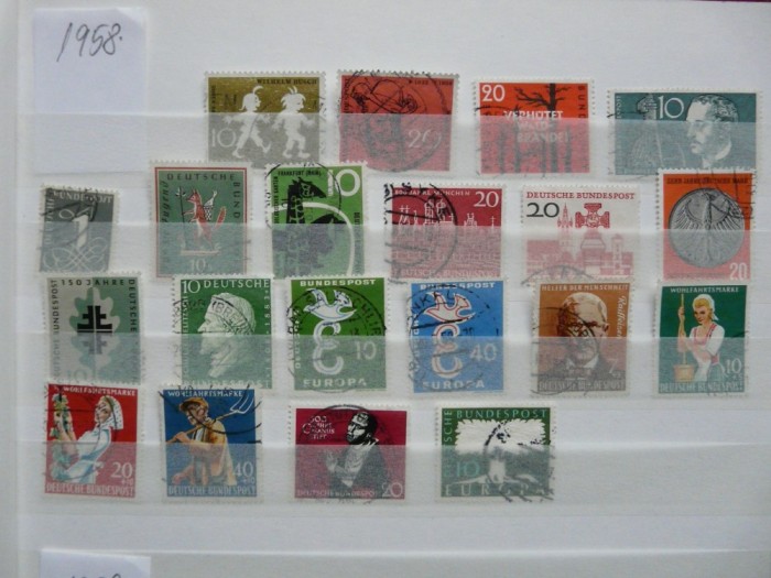 GERMANIA 1958 AN PARTIAL COMPLET STAMPILAT