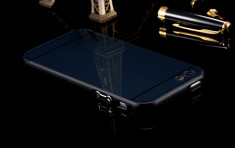 Iphone 5 5S SE - Bumper Aluminiu cu Capac Spate din Plastic Negru foto