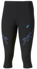 Pantaloni Alergare, Asics, Stripe Knee Tight Running L2, Negru-Albastru, Femei-S foto