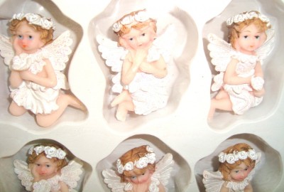 Set 6 Ingerasi Ceramica Cu Magnet Decor Frigider Sau Marturii