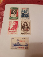 franta/colonii/tunisia 1946-48 personalitati+supratipar/ 5 serii foto