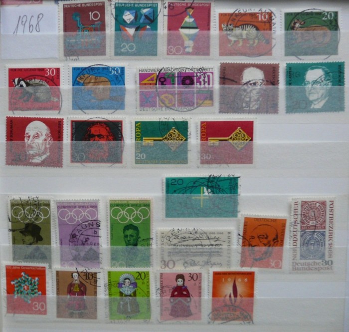 GERMANIA 1968 AN PARTIAL COMPLET STAMPILAT