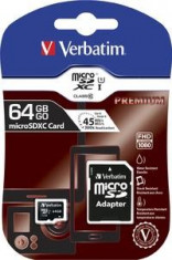 Verbatim microSDHC Class 10 64GB Incl adapter foto