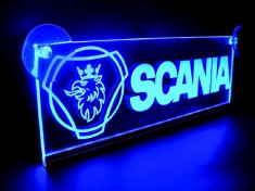 Emblema Scania Led pentru cabina prindere interioara pe parbriz led 5 w 12/24v Albastru foto