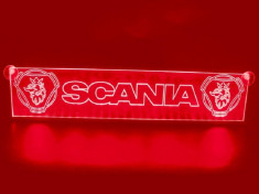 Emblema Scania Led pentru cabina prindere interioara pe parbriz led 5 w 12/24v Rosu (Dimensiune Mare) foto