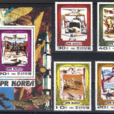 COREEA DE NORD 1980, Aviatie, Dirijabile, serie neuzata, MNH