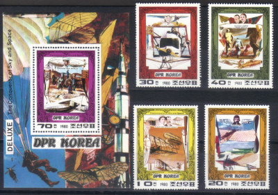 COREEA DE NORD 1980, Aviatie, Dirijabile, serie neuzata, MNH foto