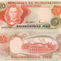 !!! FILIPINE - 20 PISO (1970) - P 150 - UNC / SEMNATURILE DIN IMAGINE