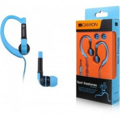 Canyon sport earphones, over-ear fixation, inline microphone, blue foto