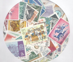 Pachet 100 timbre straine stampilate, diferite foto