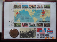 1991 FDC colita si medalie ( Churchill ) Comemorare al II-lea Razboi Mondial. foto