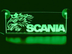 Emblema Scania Led pentru cabina prindere interioara pe parbriz led 5 w 12/24v Verde foto