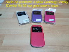 Husa de protectie s-view Samsug Galaxy S3mini/ i8190 roz gold mov si rosu foto