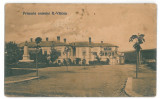 3441 - Rm. VALCEA, Park, Lahovary statue - old postcard - used - 1923, Circulata, Printata