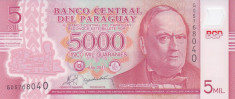 Bancnota Paraguay 5.000 Guaranies 2011 (2013) - P234 UNC ( polimer ) foto