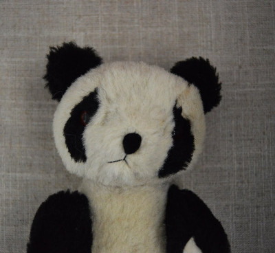 Urs, ursulet panda de plus mohair, vechi, vintage, chinezesc, 22 cm foto