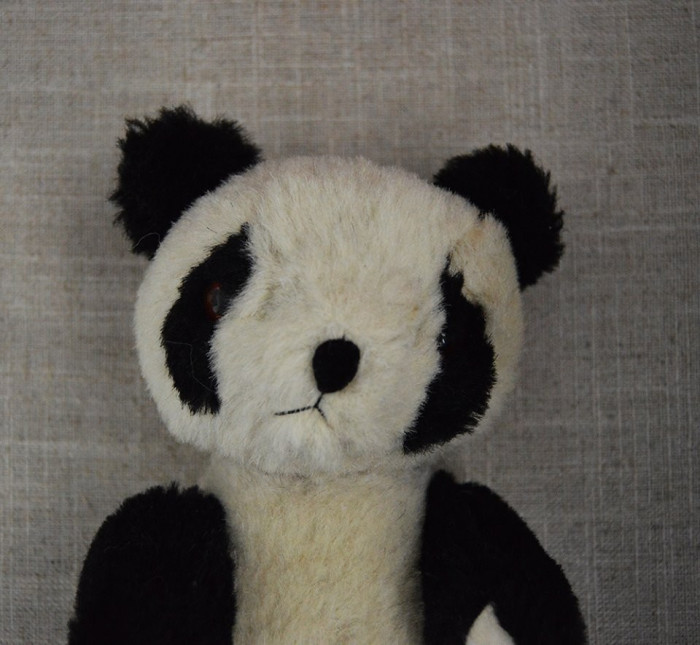 Urs, ursulet panda de plus mohair, vechi, vintage, chinezesc, 22 cm