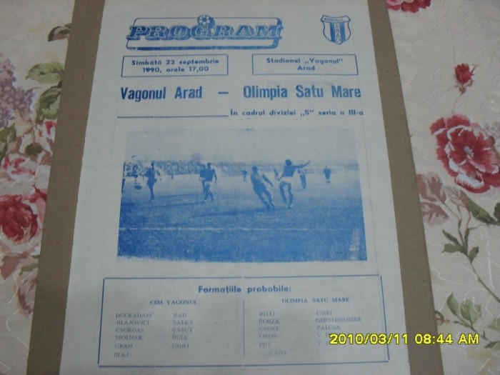program Vagonul Arad - Olimpia S.M.