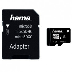Card de memorie Hama MicroSDHC 16GB Class 10 UHS-I 80MB/s + Adaptor foto