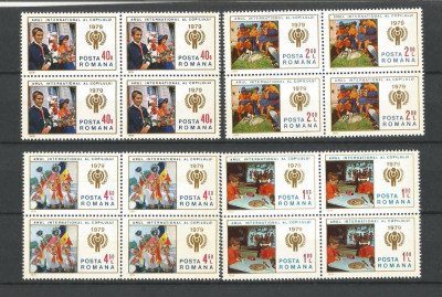 (No 2)timbre-Romania 1979--L.P-980- ANUL INTERNATIONAL AL COPILULUI-bloc de 4 foto