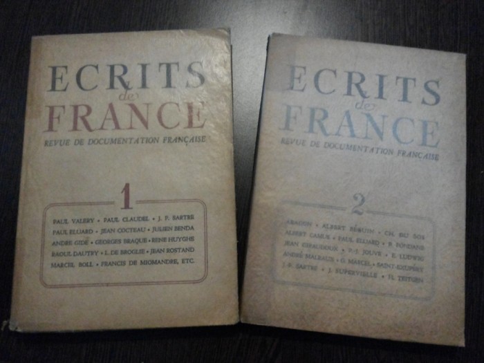 ECRITS de FRANCE Revue de Documentation Francaise - 2 volume, 1946
