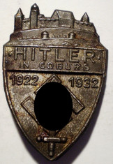 I.692 GERMANIA AL III-LEA REICH INSIGNA NAZISTA HITLER IN COBURG 1922 1932 foto