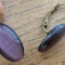 Cercei bronz tip arc cu cabochoane ovale de ochi de pisica aubergin (vanata)
