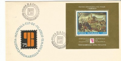 F.D.C.-Romania -L.P.900 Expozitia Mondiala de Filatelie Tematica,,THEMABELGA 75&amp;quot; foto
