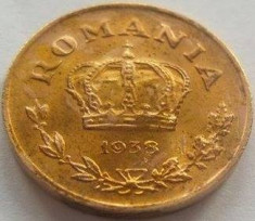 Moneda 1 LEU - ROMANIA, anul 1938 *cod 961 A.UNC --- patina/luciu! foto