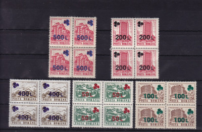 ROMANIA 1998 LP1454 UZUALE HOTELURI SI CABANE SUPRATIPAR TRIFOI BLOCURI DE 4 MNH foto