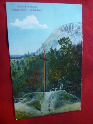 Ilustrata inedita Baile Herculane - Crucea Gisela 1924 color -Ed. V.Krizsany foto