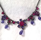 REDUCERE-Colier negru cu mov -Inoxidabil cu cristale Swarovski