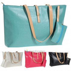 Set geanta + portofel. Genti piele eco diverse culori foto