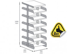 RAFT METALIC ARHIVA CENTRAL DE BIBLIOTECA 900x600x2200 mm (LxlxH), 150 kg/polita, ECO+ foto