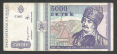 ROMANIA 5000 5.000 LEI 1993 [1] VF foto