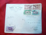 Plic circulat Grecia-Belgia ,timbre cu supratipar par avion 1946