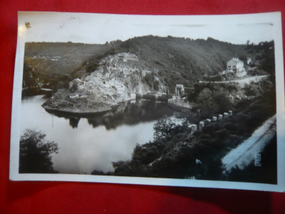 Ilustrata ChaudesAigues Baraj Cadene Franta 1943, circulat timbru 50 c violet foto