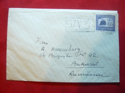 Plic circulat cu 25 pf Graf Zeppelin si stamp. publicitara SA 1938 foto