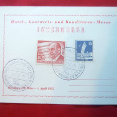 Carte Postala Hamburg- Gastwirts Messe 1957 stampila speciala Gastronomie Nordic